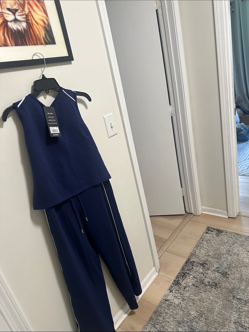 Express Navy Sleeveless Track Top & Joggers with White Trim